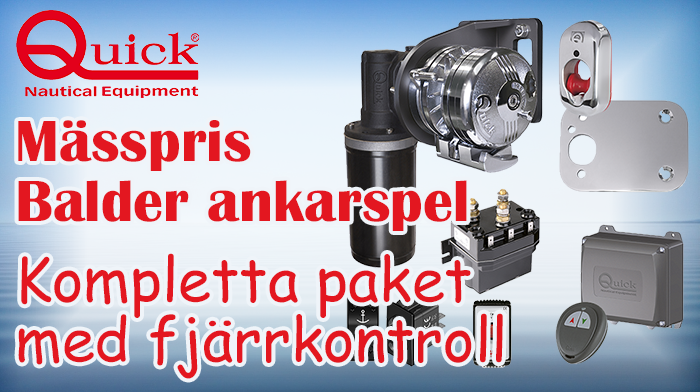 Balder akterankarspel för blyad lina. Paket med fjärrkontroll