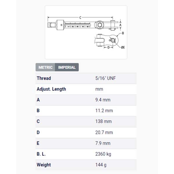 Ronstan Turnbuckle Body, Calibrated, Lock Nut, 5/16" Navinordic bått